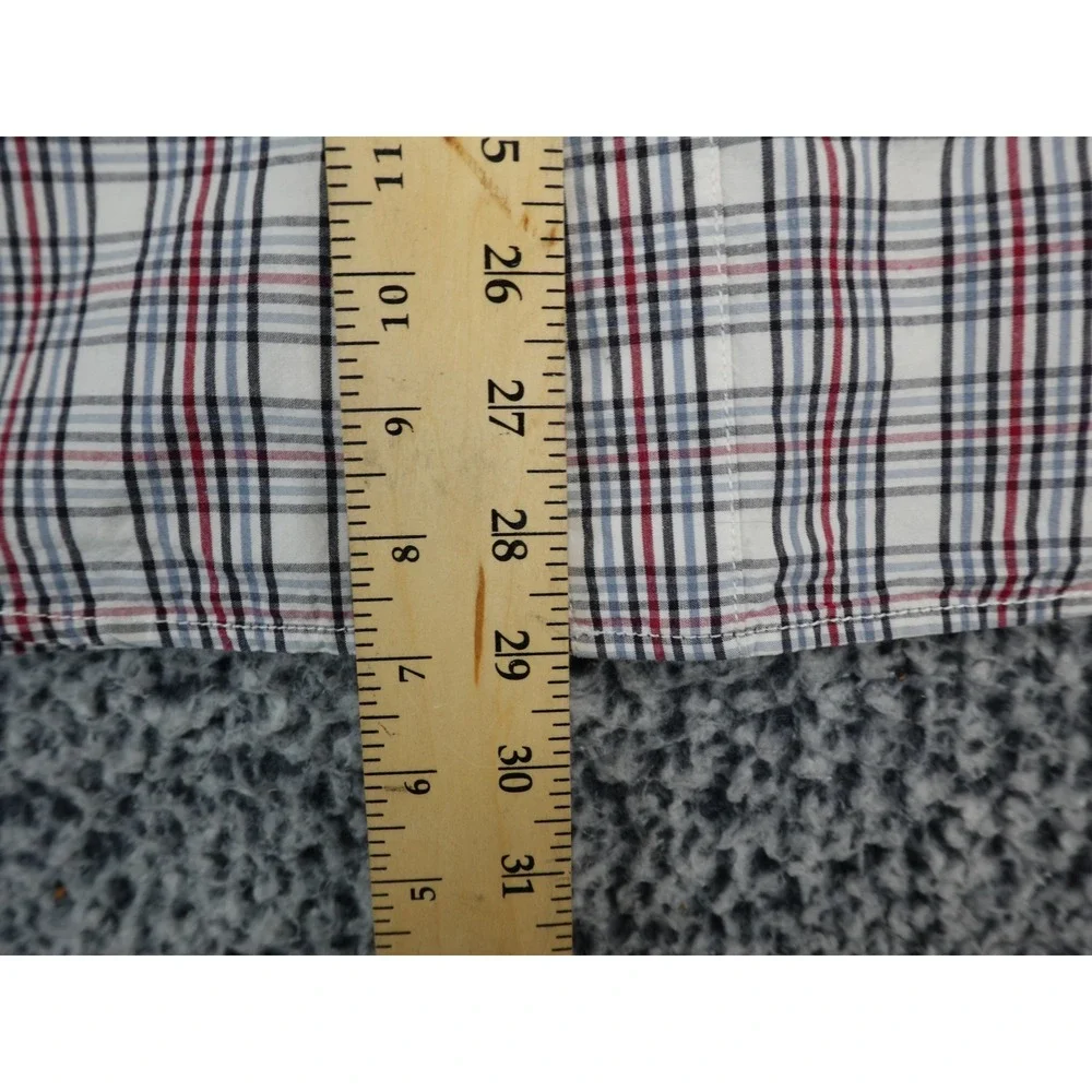 Levis Mens Western Pearl Snap Shirt M Plaid‎ Long Sleeve Red Blue White Cotton